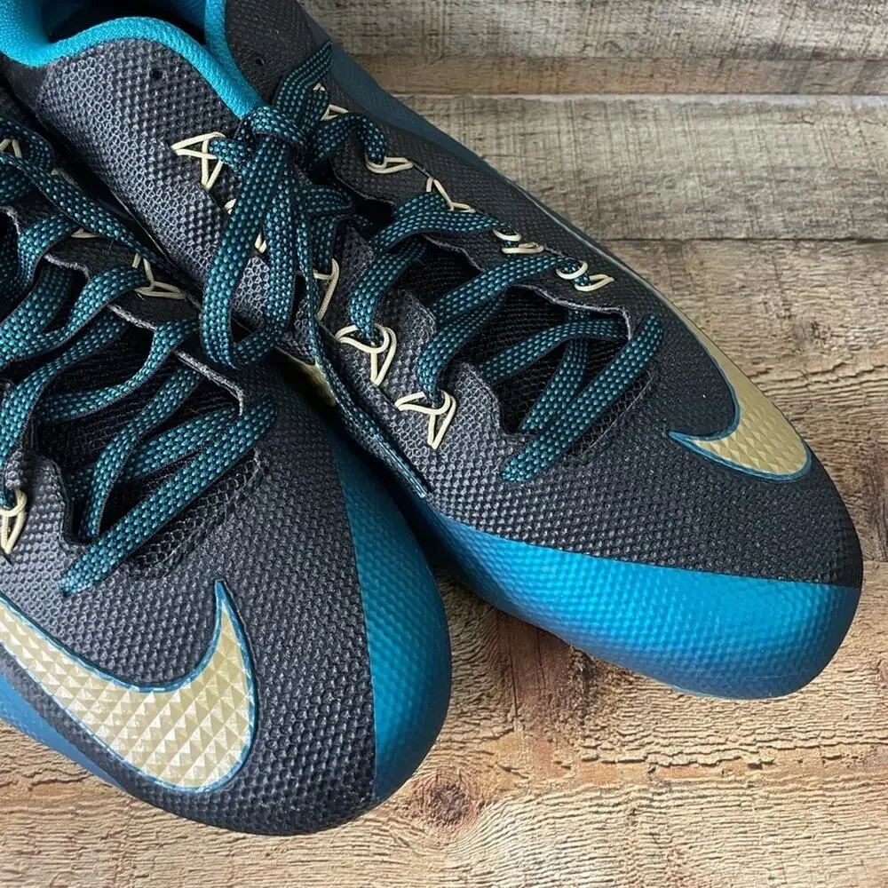 Nike Skin Alpha Pro Football Cleats Shoes Teal Blue Black Size 16 NEW